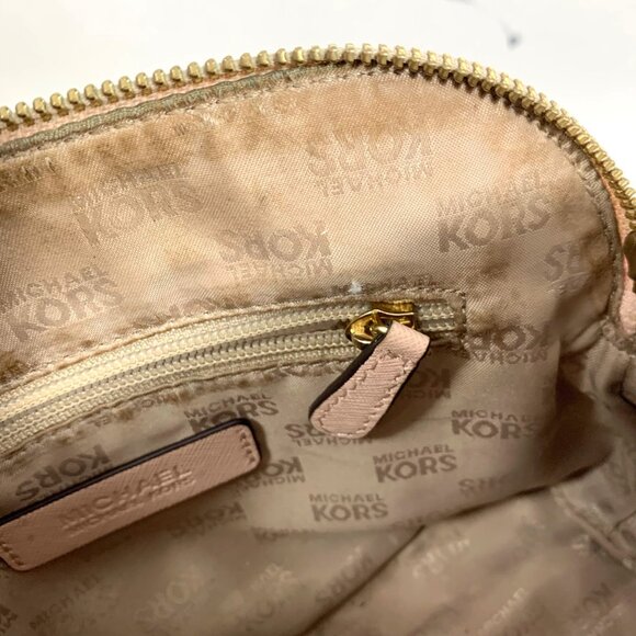 MICHAEL KORS Pale Ballet Pink Leather Domed Satchel Handbag Crossbody - Picture 14 of 15